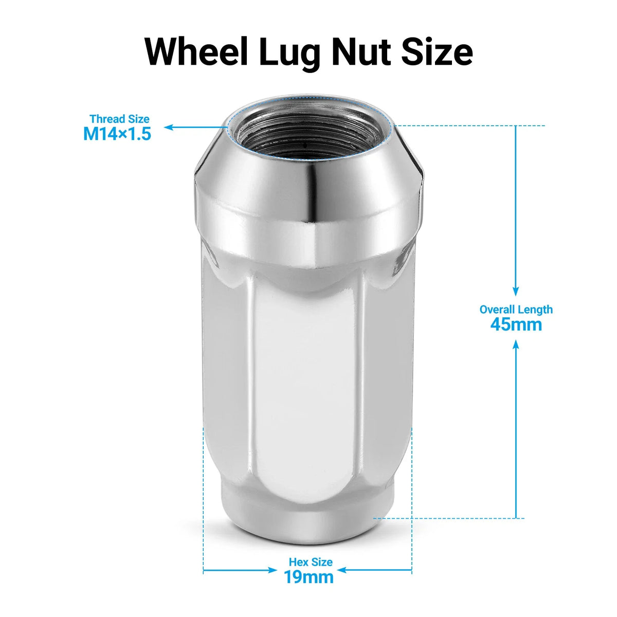 Set of 24 Chrome M14x1.5 Lug Nuts for Chevy Silverado Tahoe