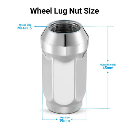 Set of 24 Chrome M14x1.5 Lug Nuts for Chevy Silverado Tahoe