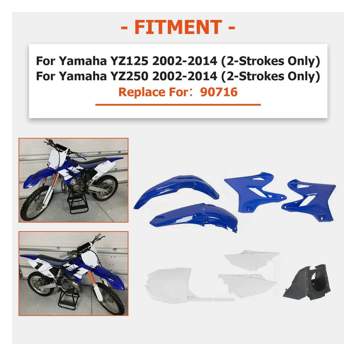 Restyle Plastics Kit Set of 4 for Yamaha YZ125 YZ250 (2002–2020) Blue
