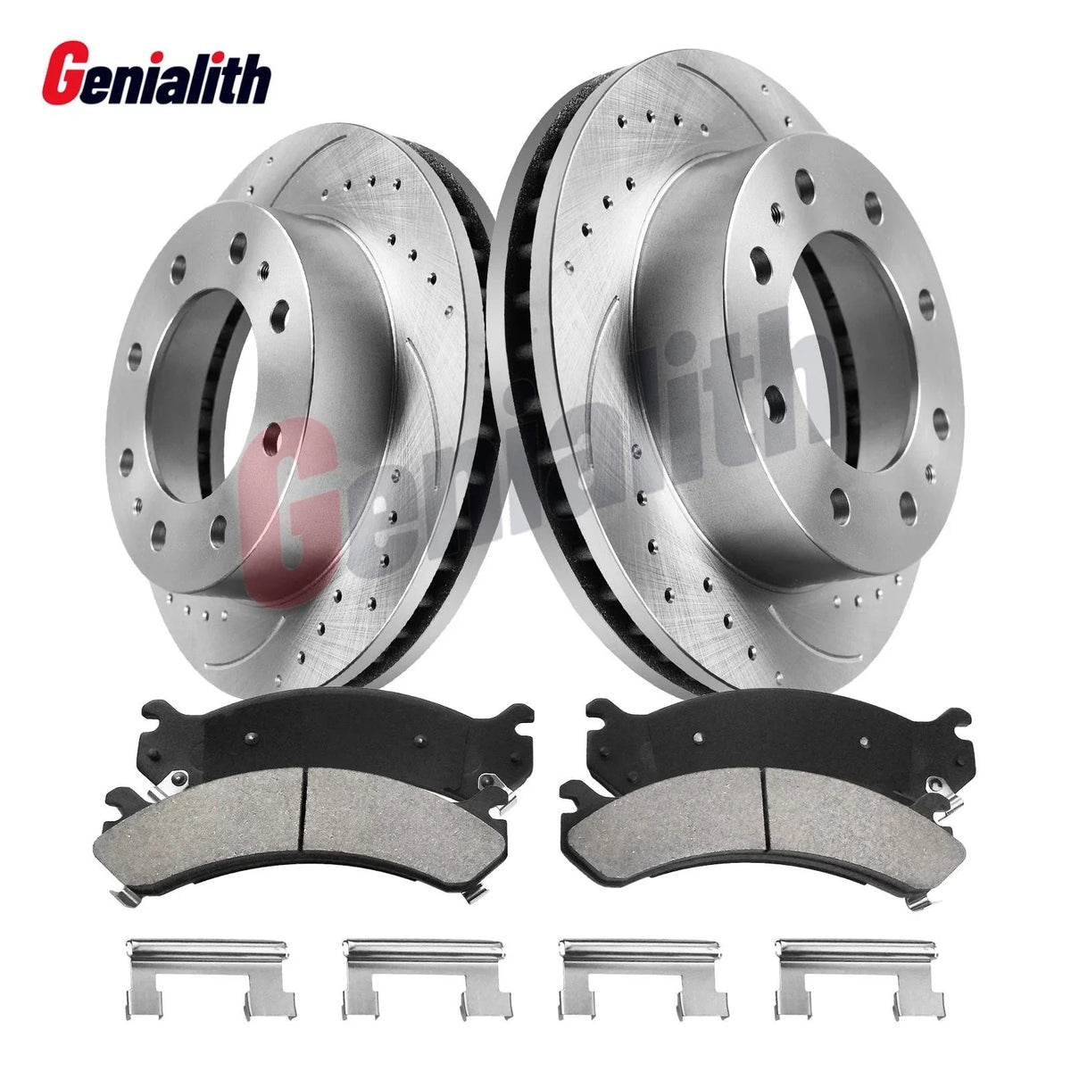 Front Drilled Rotors & Brake Pads for Chevy GMC Sierra Silverado 2500 3500 HD (2001–2023)