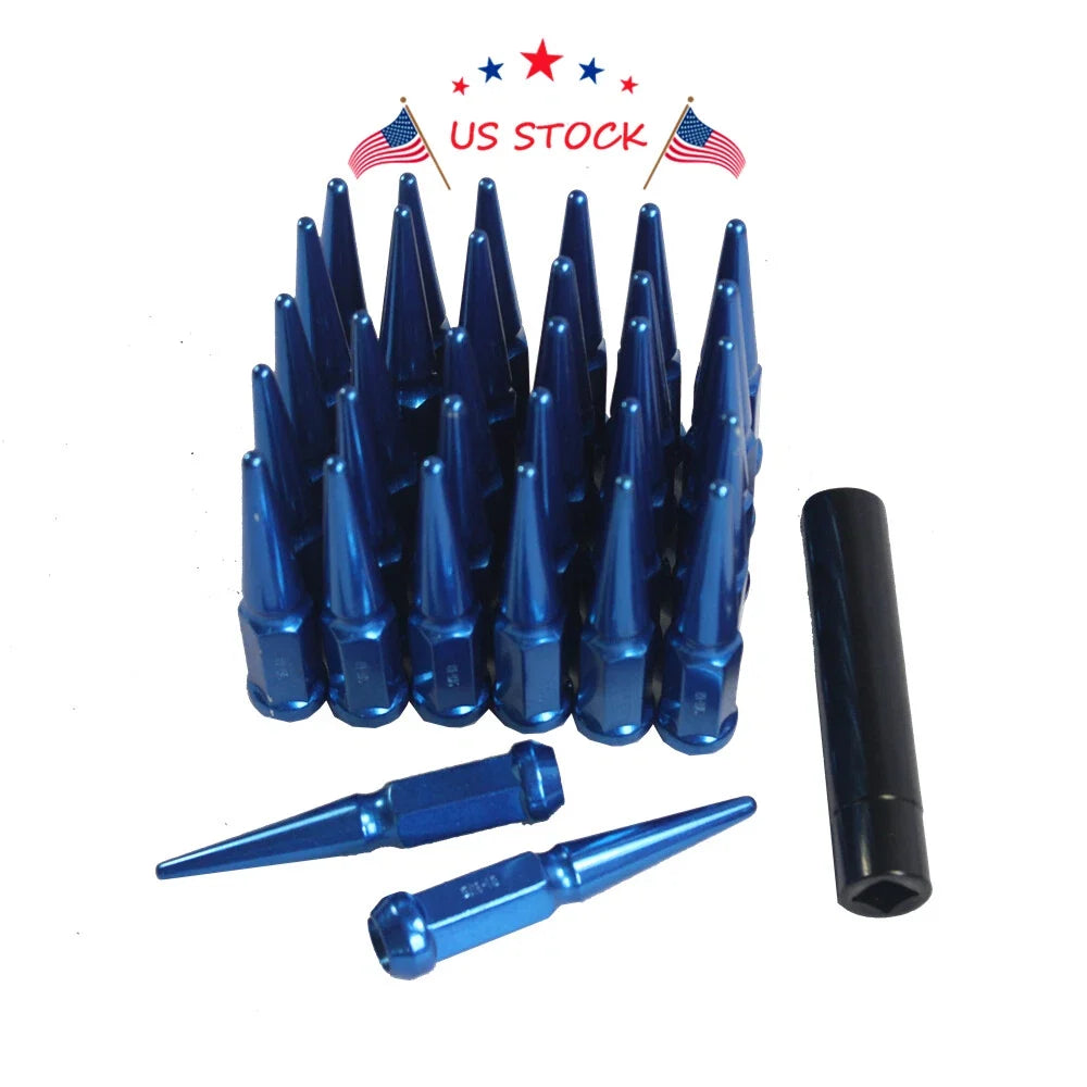 32 pcs Blue Spike Lug Nuts for Ford F250 F350 Dodge Ram 2500 3500