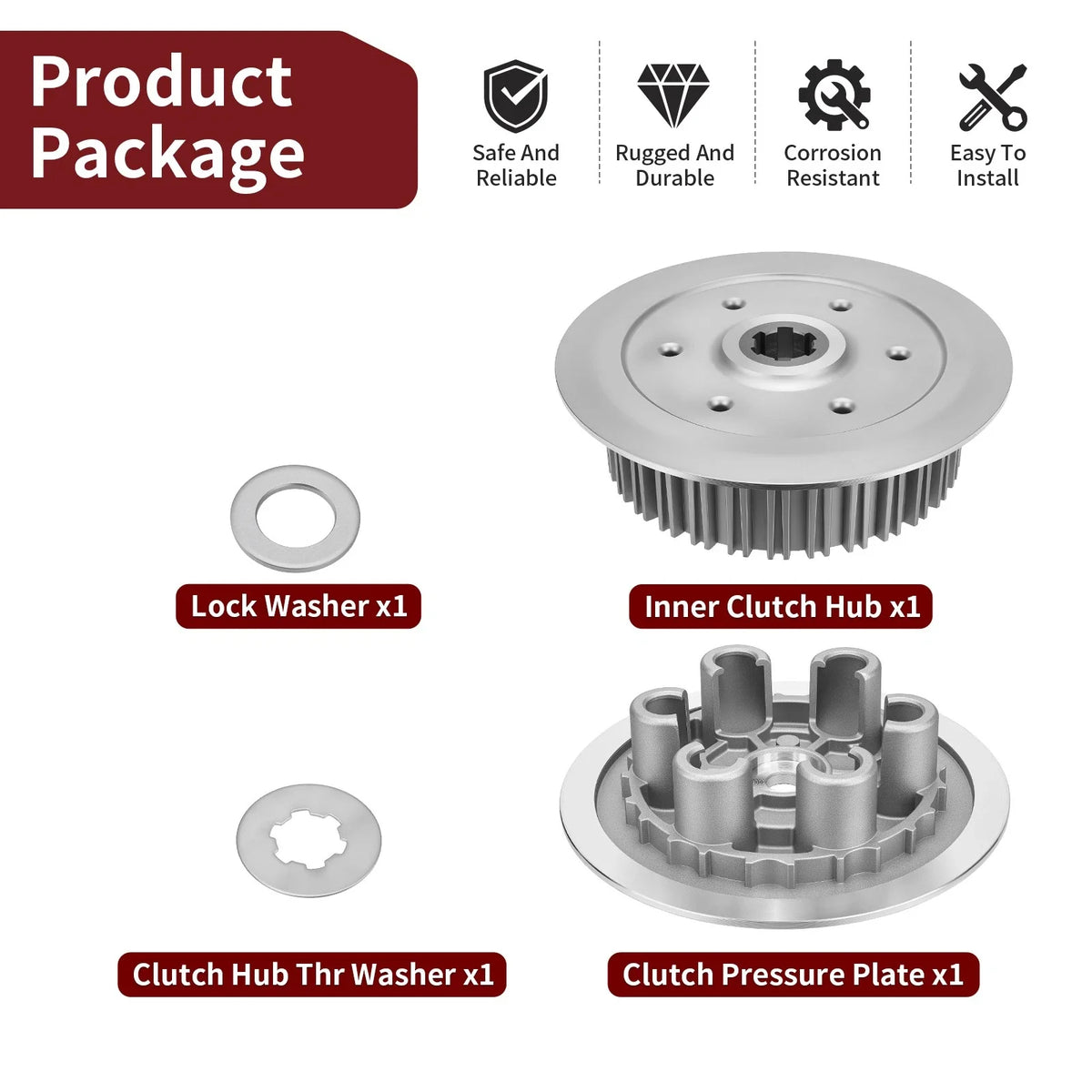 Clutch Pressure Plate Inner Hub & Lock Washer for Suzuki RM250 (1996–2006)