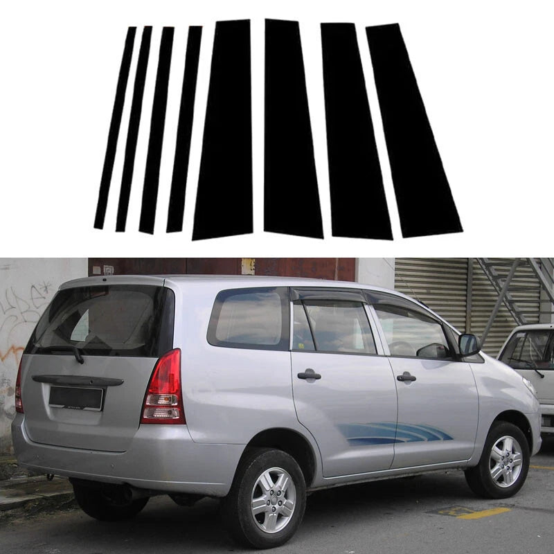 Black Pillar Posts Door Cover Window Trim for Toyota Innova (2016–2022)