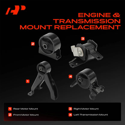 Set of 4 Engine & Transmission Mounts for Jeep Compass Dodge Mitsubishi (2007–2023) - 5105493AB, 5105494AC, 5105494AD, 68195037AA