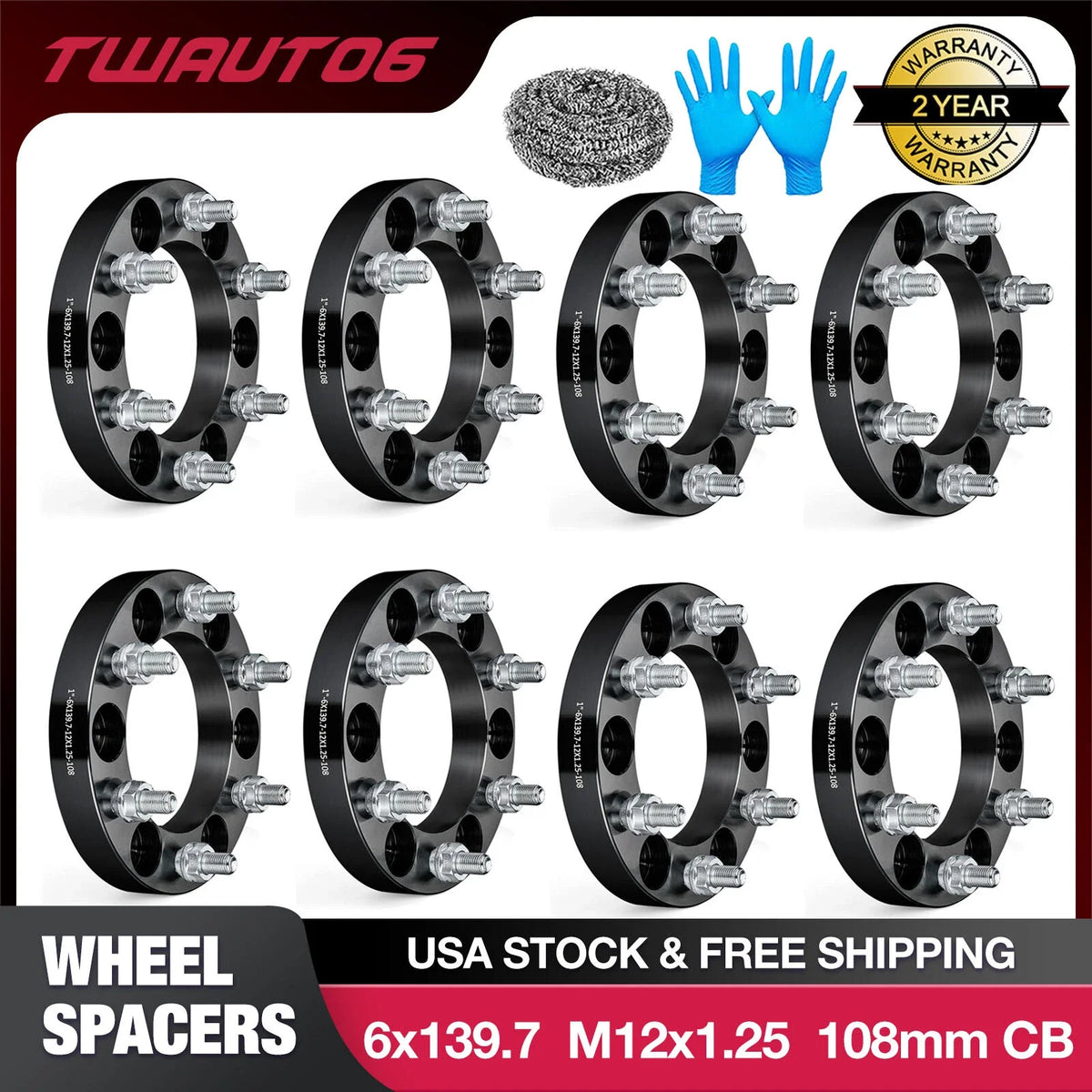 8pcs 1" Wheel Spacers for Nissan Trucks (2004–2024) 6x5.5 6x139.7 12x1.25