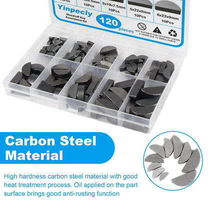 120pcs Woodruff Key Assortment Kit for Various Applications (BM2506N0501XY-FBA)