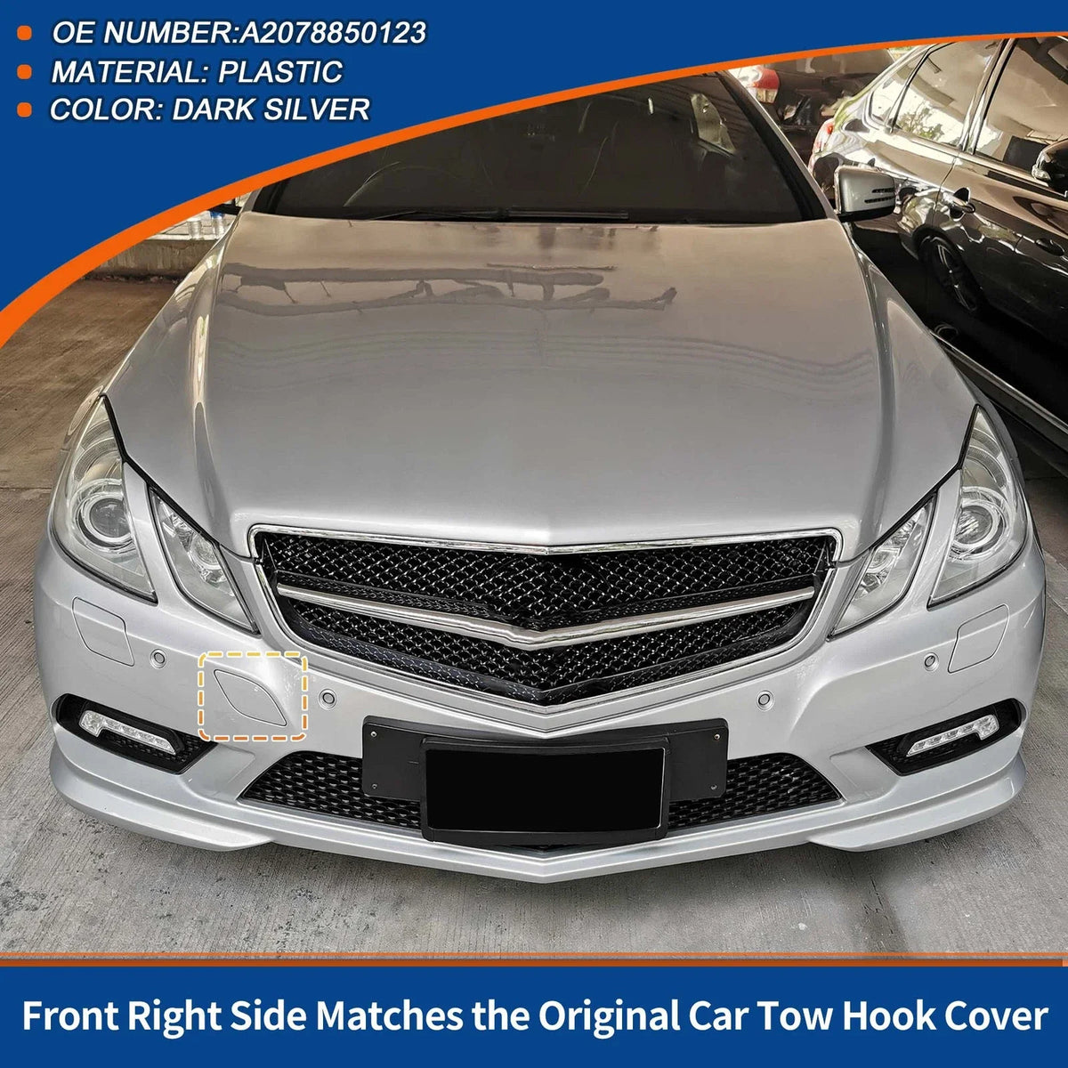 Front Car Bumper Tow Hook Cover for Mercedes-Benz A2078850123 (2012-2018)