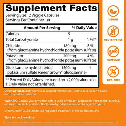 Vegan Glucosamine Supplement 180 Count for Joint Support (Pack of 1)