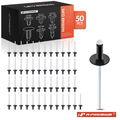 50x Black Aluminum Windshield Side Rail Rivets for Ford F-350 (N805759S100, N805759-S100, 16834)