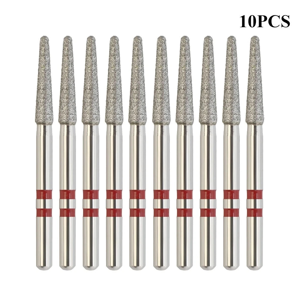10PCS Diamond Bur Zirconia Cutting Friction Round End Taper Fine Grit Z856/018F