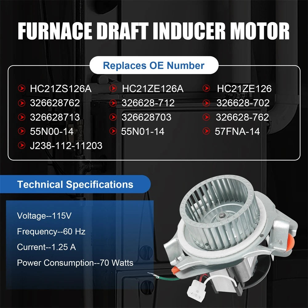 Furnace Draft Inducer Blower Motor for Carrier (326628-762, HC21ZE126A)