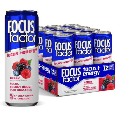 12X Focus Factor Energy Drink Cans (355ml) - Berry Flavor Pack