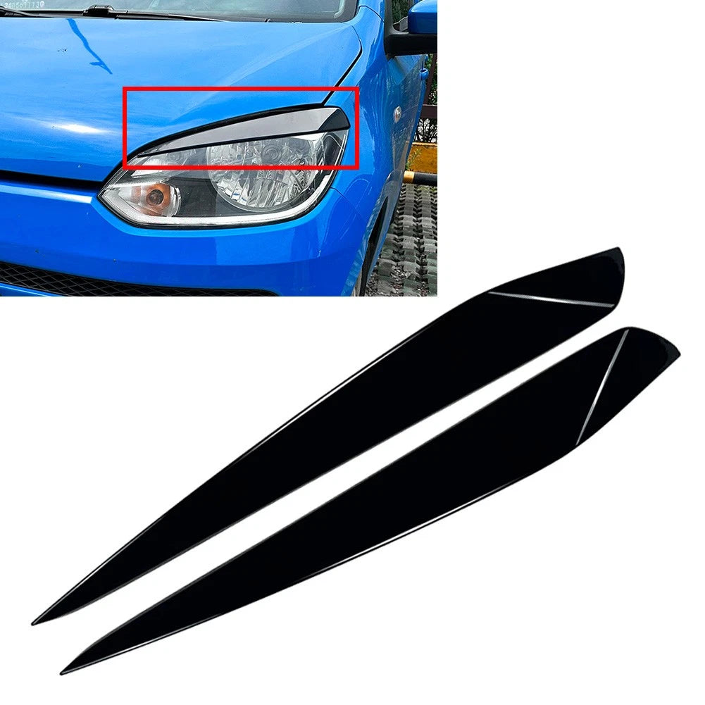 2X Glossy Black Headlight Eyelid Trim for VW Up (2011–2015)