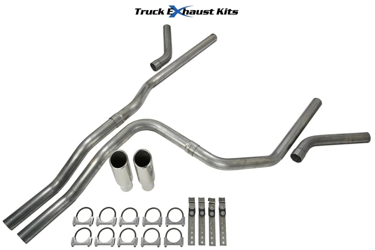 Dual Exhaust Kit for GMC Yukon XL (2007–2014) - 2.5" C Exit, No Muffler, RC Tip