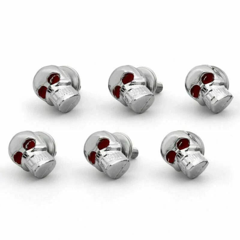 6x Chrome Skull License Plate Frame Screw Bolt T9 for Universal Motorcycle