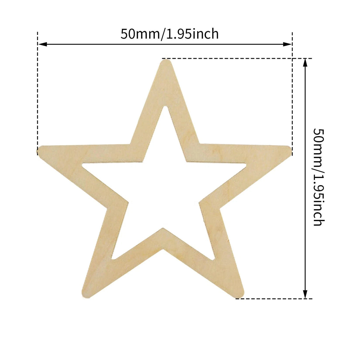 25pcs 50mm Wooden Star Embellishments for Scrapbooking Decoration