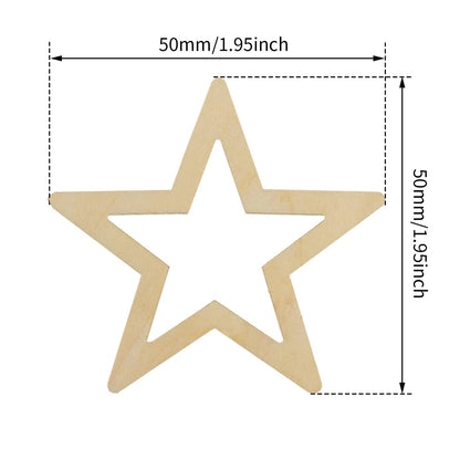 25pcs 50mm Wooden Star Embellishments for Scrapbooking Decoration
