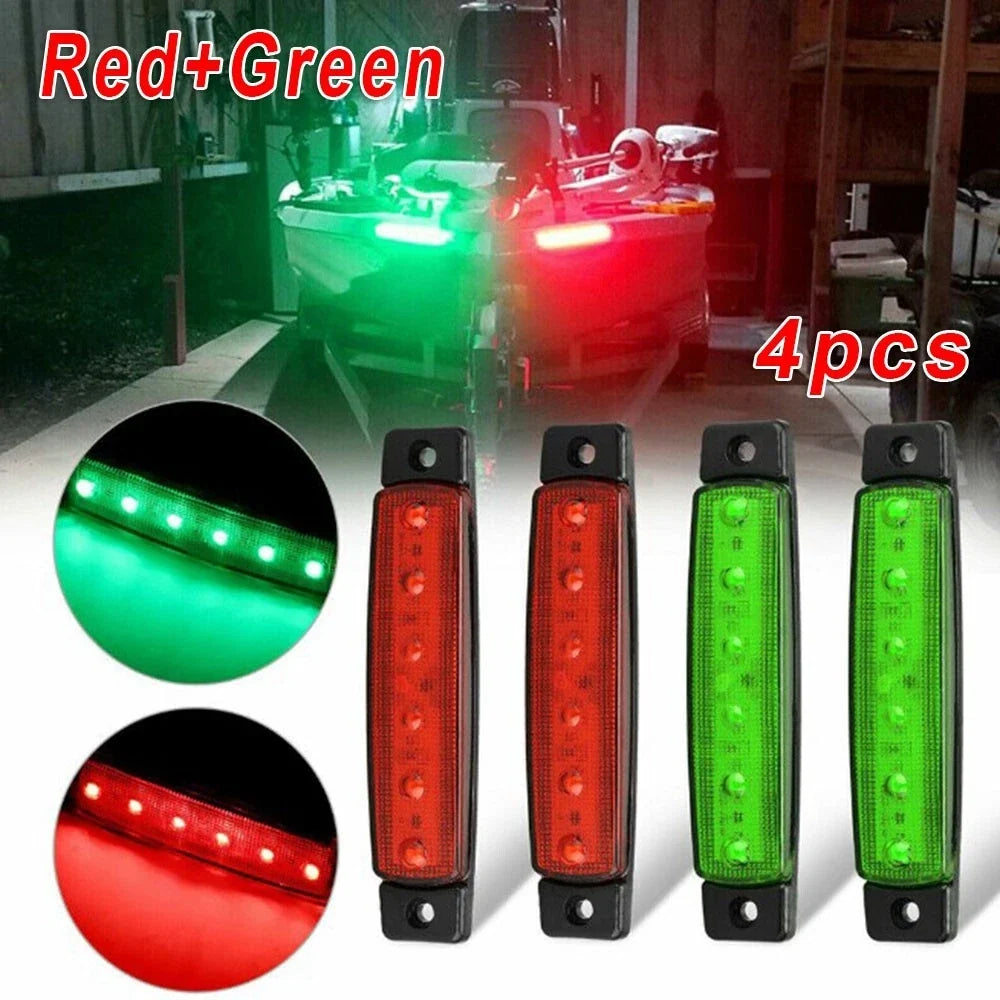 4X Red Green LED Navigation Lights for Boats (Stern Starboard)