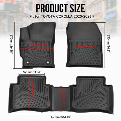 2 Row Liner Set for Toyota Corolla Sedan (2020–2025) Floor Mats Black