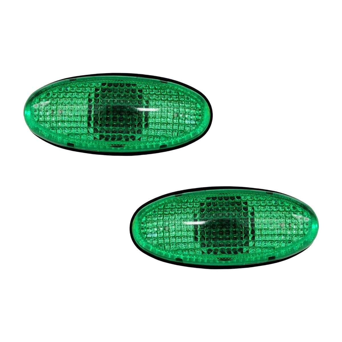 2Pcs Green Oval Side Marker Lights for Trailer RV Truck (M18G)