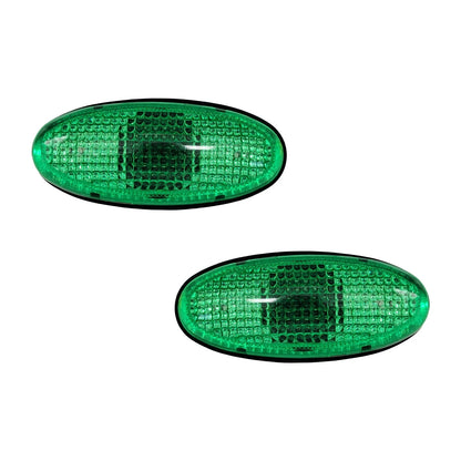 2Pcs Green Oval Side Marker Lights for Trailer RV Truck (M18G)
