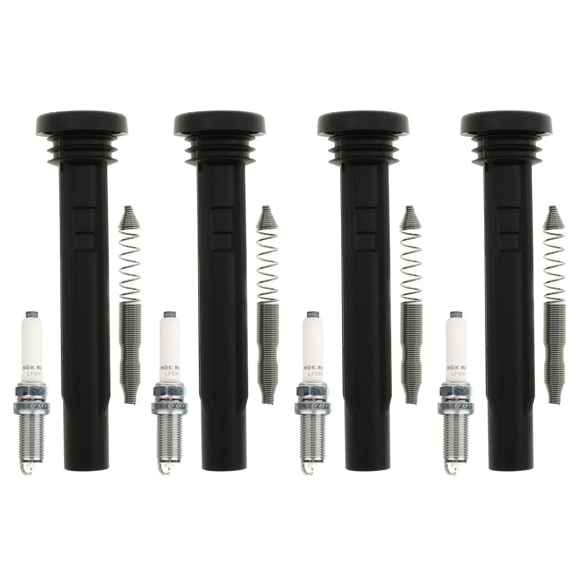 Set of 4 NGK Ruthenium HX Spark Plugs & Coil Boots for A3 Quattro Jetta (2006–2013)