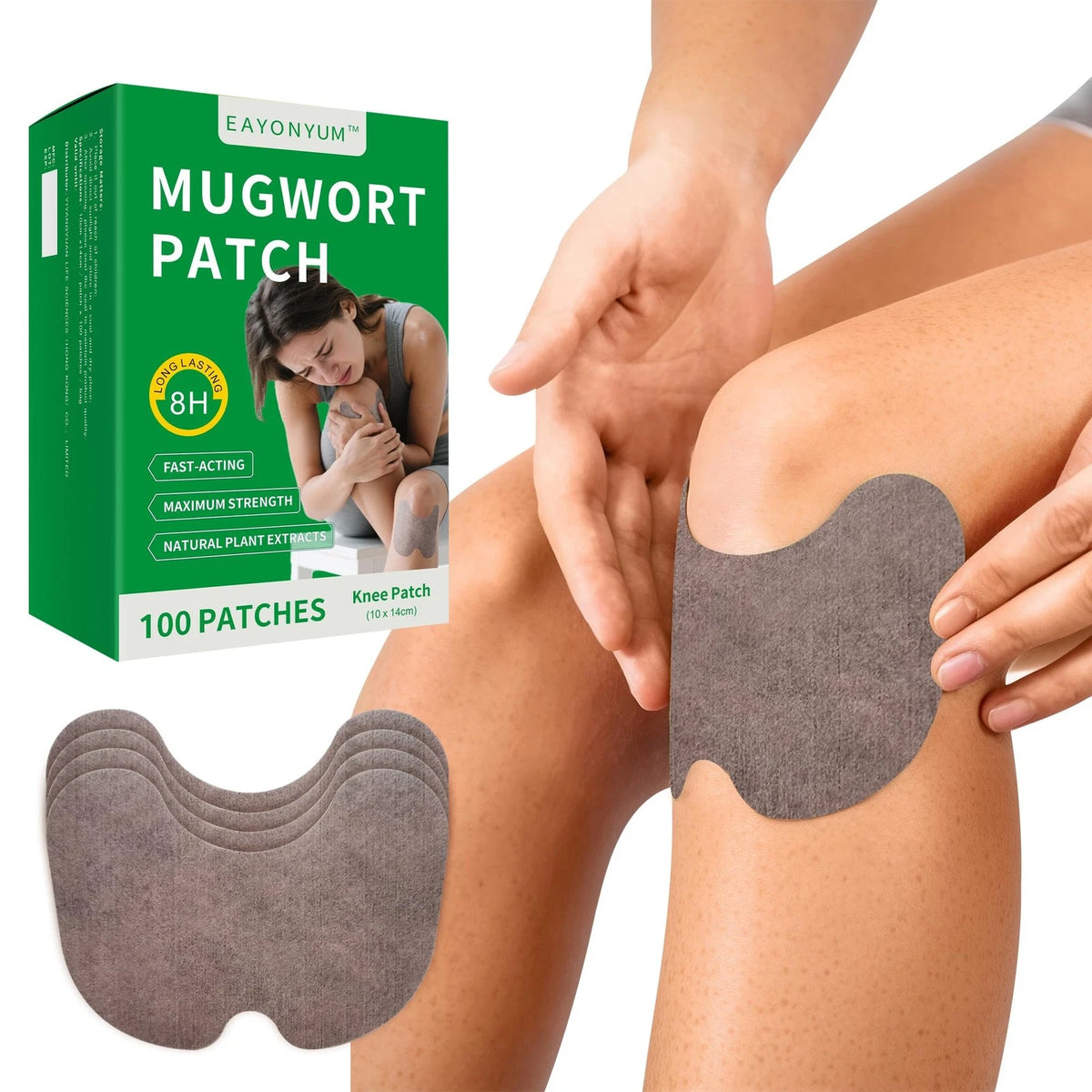 100 Count Herbal Knee Patches for Pain Relief (Up to 8 Hours Heat)
