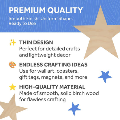 Set of 3 Wooden Star Shapes for Patriotic Decor (10 Inch)