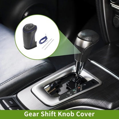 Gear Shift Knob Cover for Chevrolet Malibu (2016–2020) Black Carbon Fiber Blue