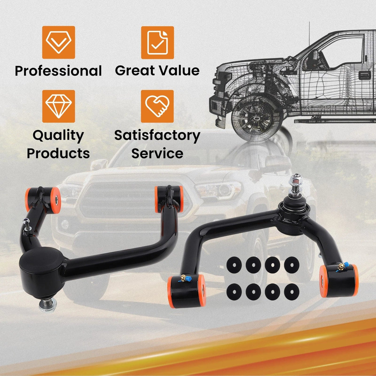Front Upper Control Arms for Toyota Tacoma Prerunner (2004–2022) 2-4" Lift