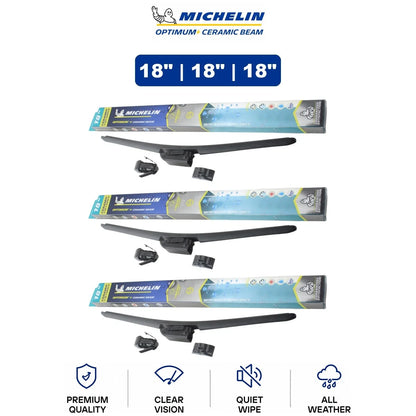 Set of 3 Michelin Optimum+ 18" Ceramic Beam Wiper Blades for Quattro (1983)