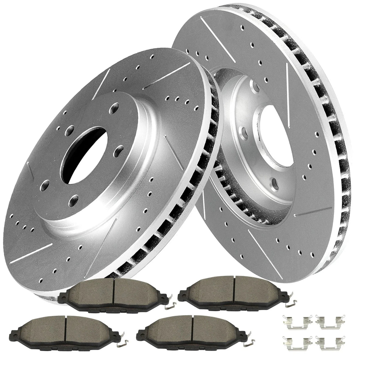 Front Brake Ceramic Pad & Drilled Slotted Rotor for Nissan Pathfinder (2015)
