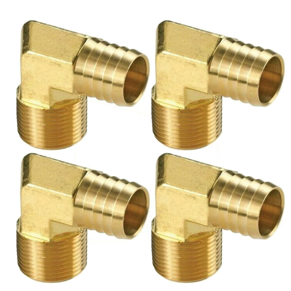 Set of 4 Brass 90 Elbow Hose Barb x 1/2 NPT Male Pipe Fittings