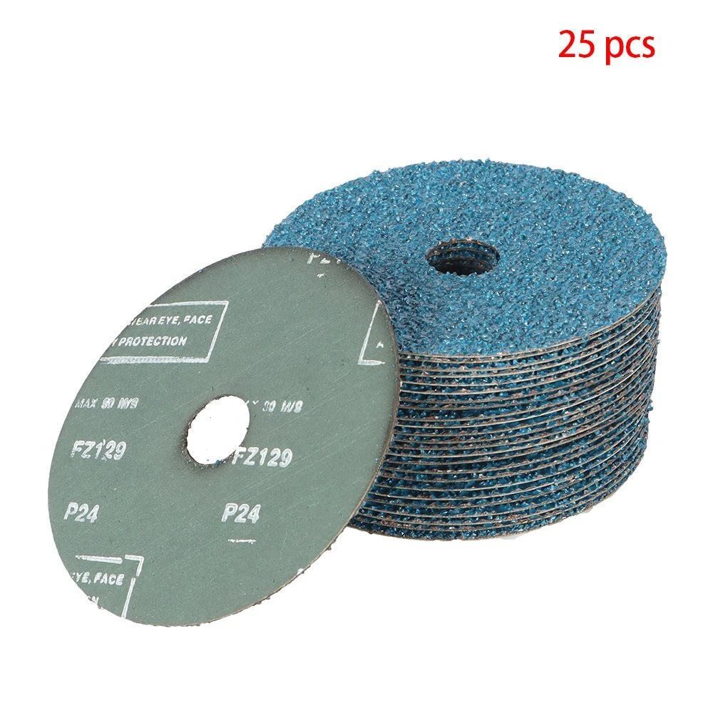 25 Pack 5" x 7/8" 24 Grit Zirconia Resin Fiber Sanding Discs for Automotive