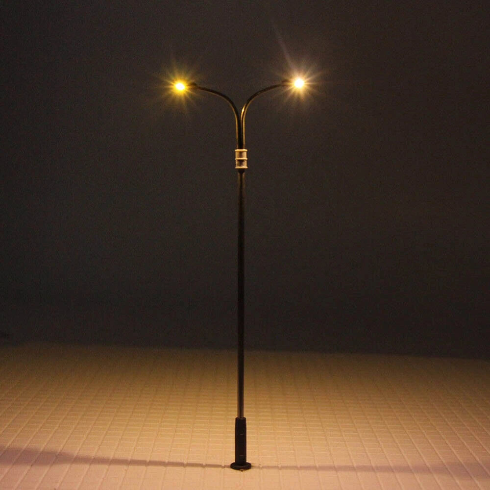 10Pcs Warm White LED Street Lights for HO Scale Model Railway (1:87)