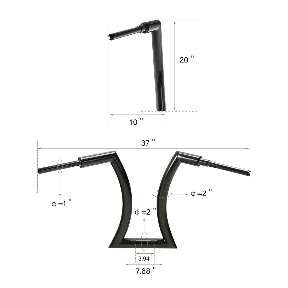 20" Rise 2" Ape Hanger Handlebar for Harley Softail Sportster Dyna Touring