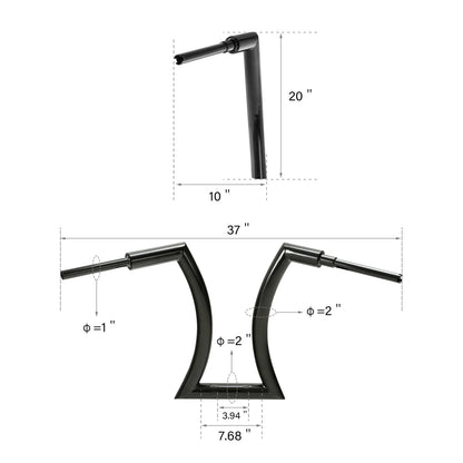 20" Rise 2" Ape Hanger Handlebar for Harley Softail Sportster Dyna Touring