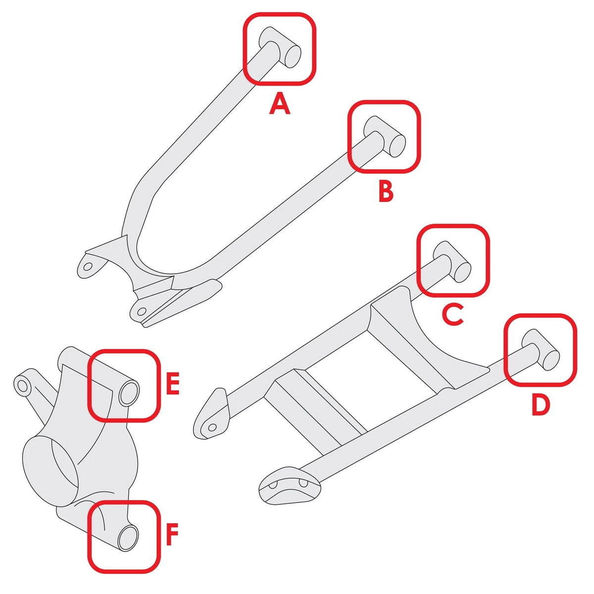 Set of 4 A-Arm Sealed Pivot Caps for Polaris (ZG104)