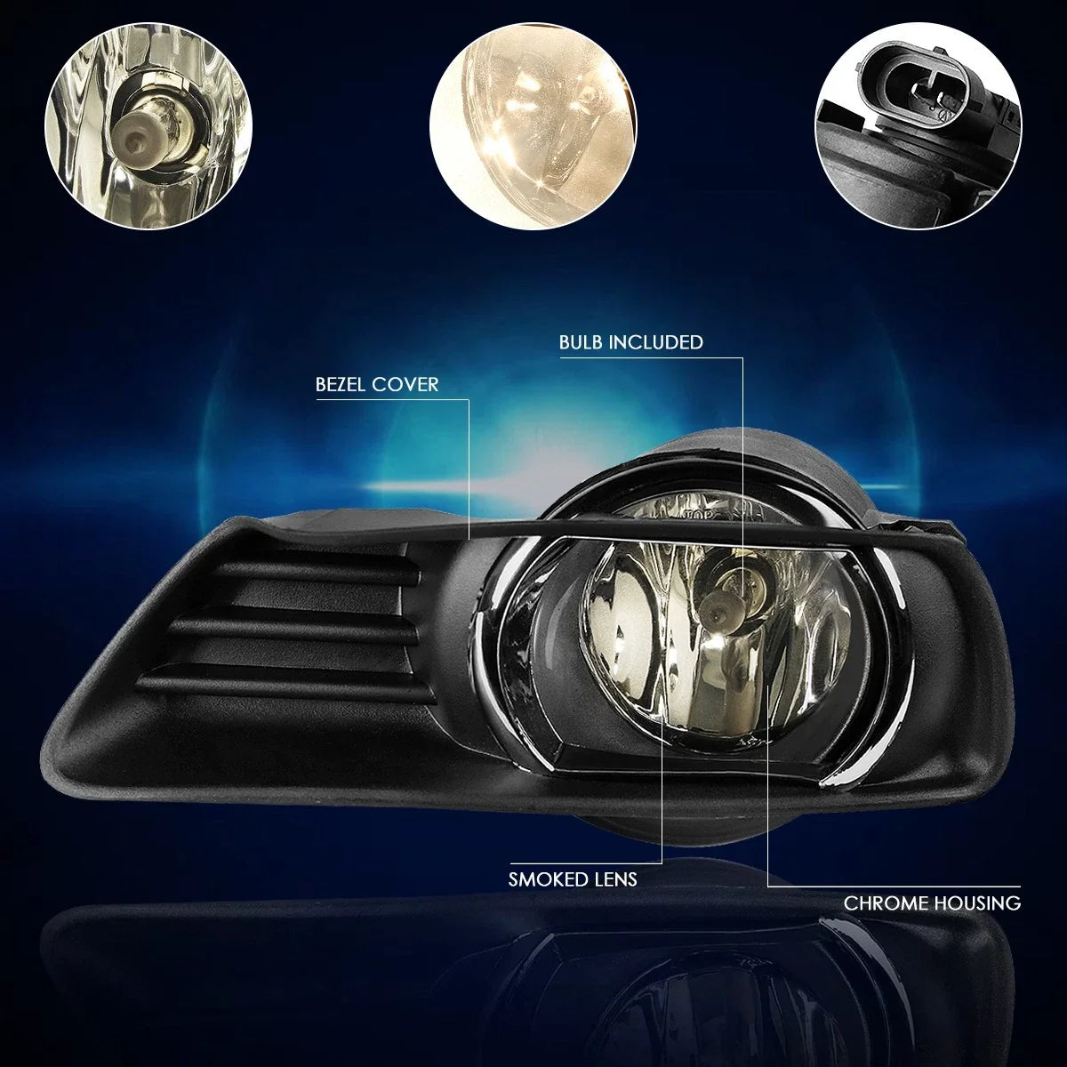 Fog Lights for Toyota Camry (2007–2009) - Smoked Lens, Bezel, Switch