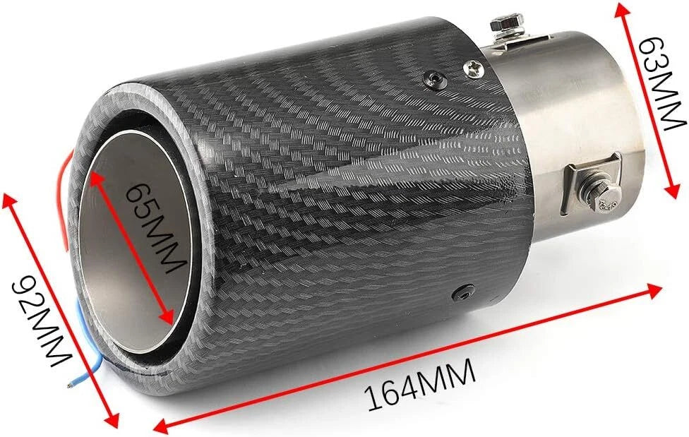 2X LED Muffler Tip Tail Pipe for Universal Fit (Carbon Fiber)