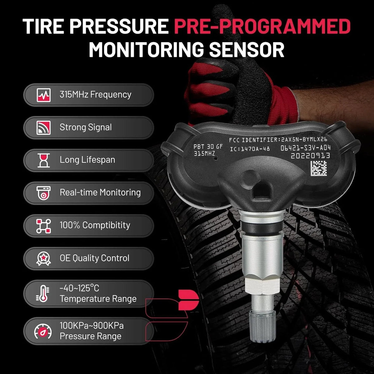 TPMS Tire Pressure Sensor 4PCS for Honda Acura Odyssey MDX TL (2004–2015)
