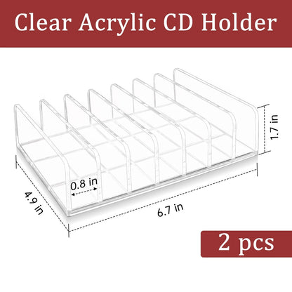 2X Clear Acrylic CD Holders for DVD/CD (6.7 × 5 × 1.6 inches)