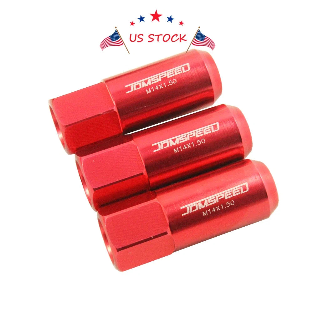 Set of 20 Red Aluminum Tuner Racing Extended Lug Nuts for Universal