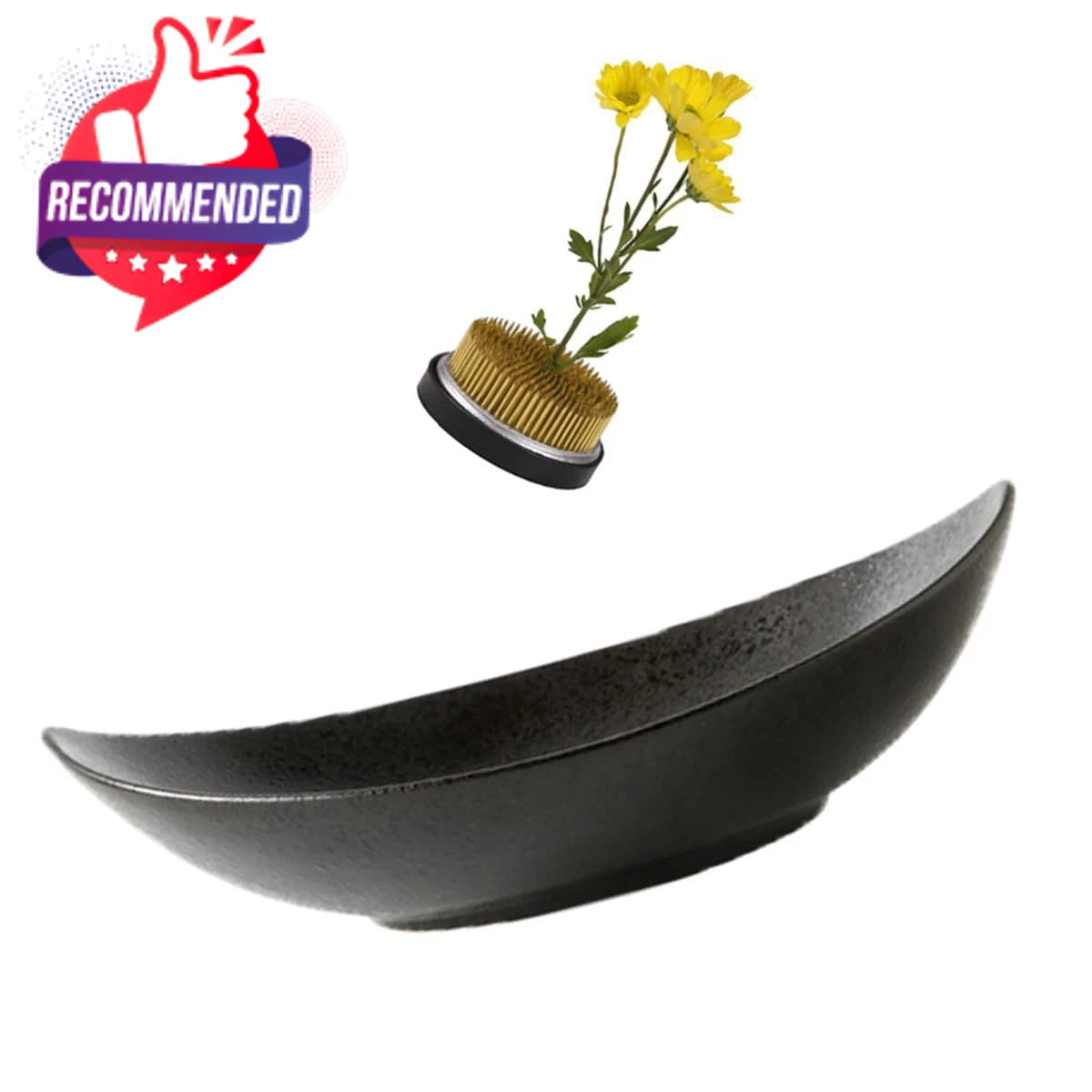 Ikebana Vase Kit with 2-Inch Flower Frog and 9-Inch Bowl