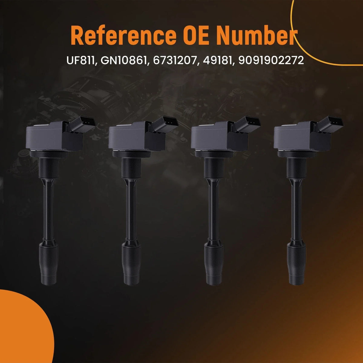4X Ignition Coil Set for Toyota Prius Plug-In (2012–2015) UF811 49181 Black