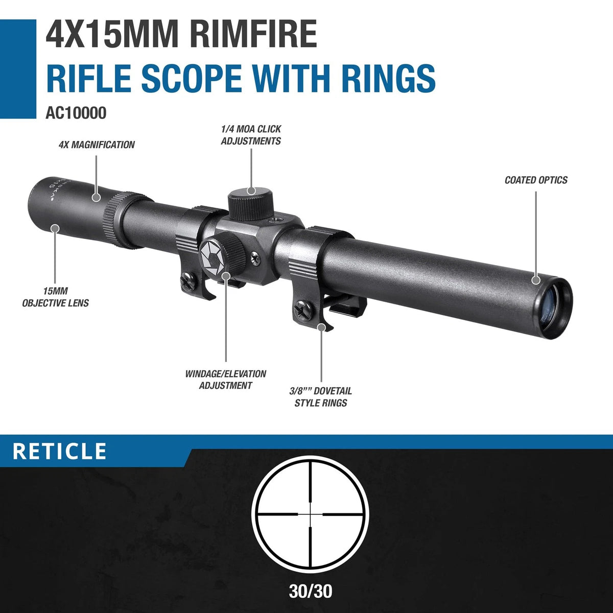 4x15 Rimfire Riflescope for Barska