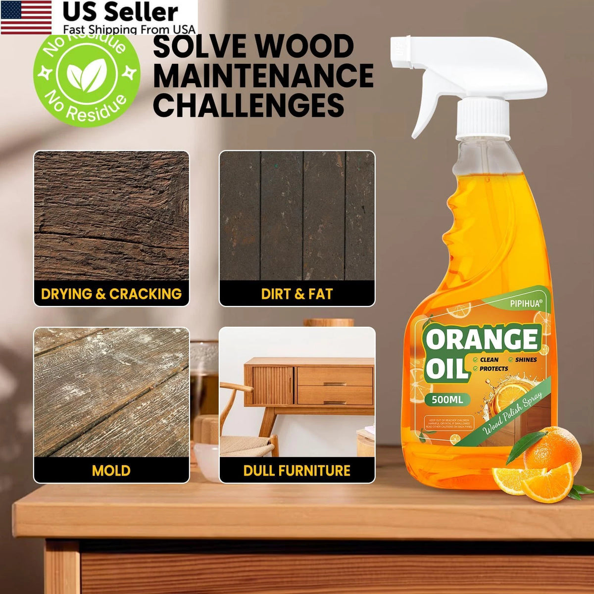 Wood Oil Polish Spray for Automotive Finishes (16.9 Fl Oz)