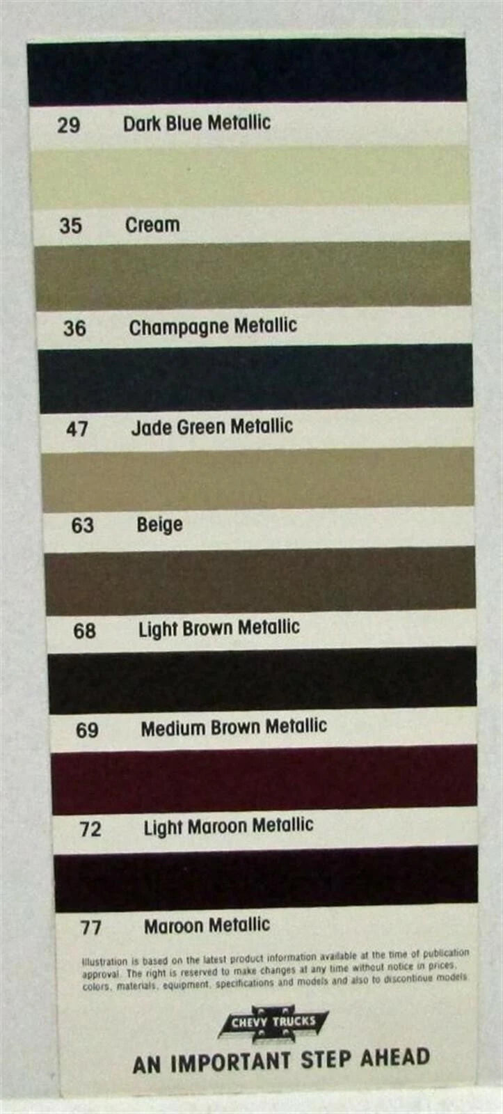 Factory Exterior Colors for Chevrolet Trucks (1981)