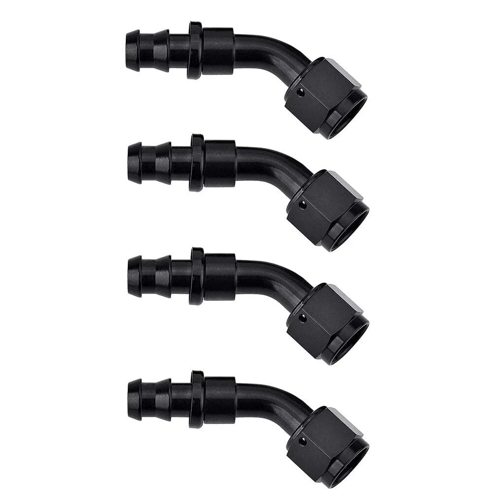 4Pcs 10AN AN10 45° Fuel Line Push-On Lock Hose End Fittings (2011–2020)