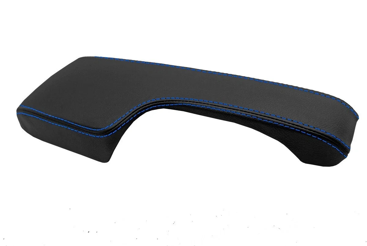 Leather Synthetic Console Armrest Cover for Honda Civic (2001–2005) Black Blue Stitch